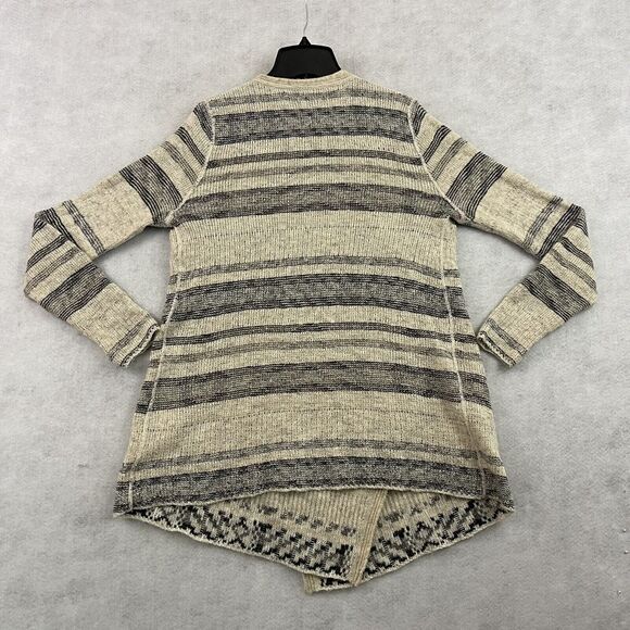 Lucky Brand Open Front Cardigan Sweater Medium Boho Aztec Tribal Knit Cream - Picture 6 of 12
